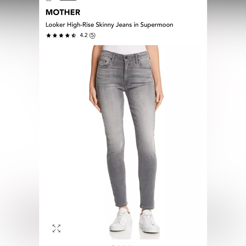 MOTHER Women’s High Waisted Looker Suprmoon Charcoal Skinny Jeans